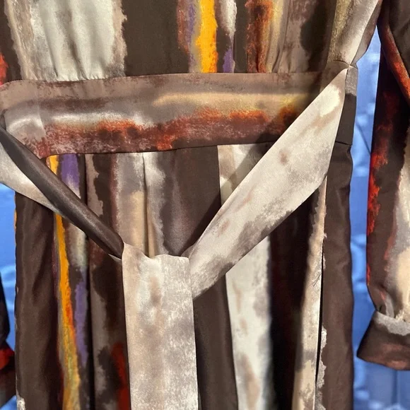 Vince Camuto Elegant Multicolor Women's faux wrap Dress size 8 pre owned V neck - Picture 8 of 13